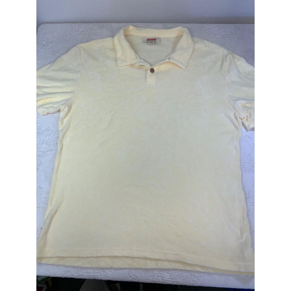 Birdwell Beach Britches Mens XXXL Terrycloth Polo Shirt Yellow Short Sleeve USA